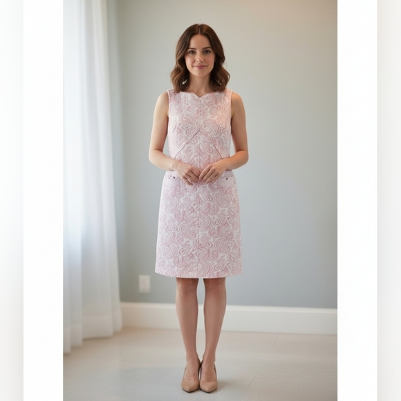 Victoria Beckham For Target Limited Release Pink Jacquard Sleeveless Dress XS - Picture 1 of 16